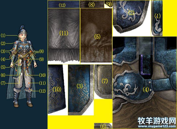 女武官2贴图位置关系图